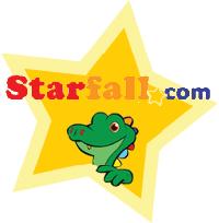 Alligator peeking out of a star for the Starfall website
